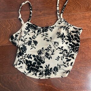 Floral Black and Tan Women's Top